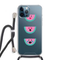 Smiley watermeloen: iPhone 12 Pro Transparant Hoesje met koord
