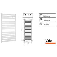 Handdoekradiator Vale 1820 x 660 mm Zilver metallic