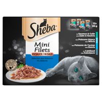 Kattenvoer Mini Filets in Saus Vis selectie maaltijdzakjes multipack 12x85 g - Sheba