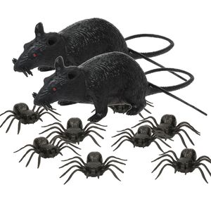 Horror enge beestjes decoratie dieren set spinnen en ratten