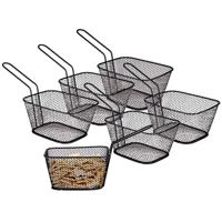 Arte regal Frietmandje - 6x - zwart - patatmandje - 23x11x7 cm - serveermandjes voor snacks