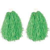 Cheerball - 4x - met ringgreep - groen - 28 cm - pompom - Cheerleader verkleed accessoires