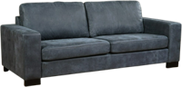 Blauwe leren moderne 3-zitsbank Enjoy - poot hout bruin - Kenia Leer Denim (blauw leer)