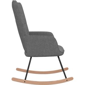 The Living Store Schommelfauteuil Blokpatroon - 61x78x98cm - Donkergrijs