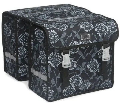 Dubbele fietstas New Looxs Fiori Midi Double - Zarah zwart -25 ltr.