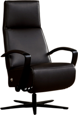 Donkerbruine leren industriële relaxfauteuil Idol - staal zwart frame met stervoet - zithoogte medium - Massif Leer Marron (donkerbruin leer)