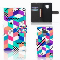 Samsung Galaxy A8 2018 Book Case Blokken Kleurrijk - thumbnail