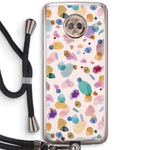 Terrazzo Memphis Pink: Motorola Moto G6 Transparant Hoesje met koord