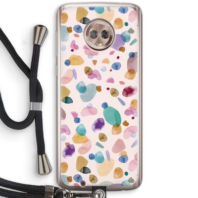 Terrazzo Memphis Pink: Motorola Moto G6 Transparant Hoesje met koord