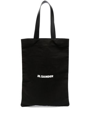 Jil Sander sac cabas en toile à logo imprimé - Noir