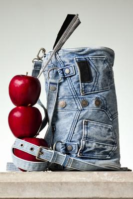 Denim tas met zakken - BLUE - U Denim tas met zakken - BLUE - U