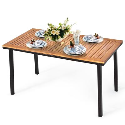 Tuintafel Eettafel met Parasolgat Houten Tafel Terrastafel Acaciahout 140 x 75 x 76 cm Naturel