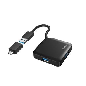 Hama 00200116 interface hub USB 3.2 Gen 1 (3.1 Gen 1) Type-A + Type-C 5000 Mbit/s Zwart