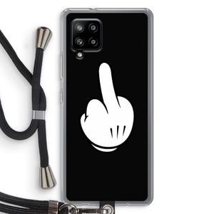 Middle finger black: Samsung Galaxy A42 5G Transparant Hoesje met koord