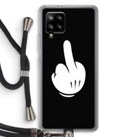 Middle finger black: Samsung Galaxy A42 5G Transparant Hoesje met koord