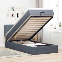 Ottoman bed met matras en LED's 90x200cm fluweel donkergrijs
