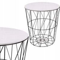 Viking Choice  Salontafel rond met metalen mand – 45 cm hoog – Wit - thumbnail