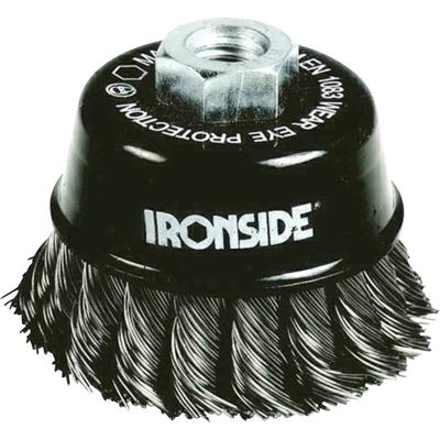 IRONSIDE 243006 Komborstel staal Ø 80 mm, voor haakse slijper, gevlochten draad, met schroefdraadaansluiting M14, draaddikte 0,50 mm 1 stuk(s)