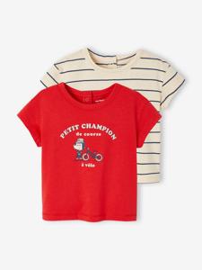 Set van 2 T-shirts voor baby, met korte mouwen rood