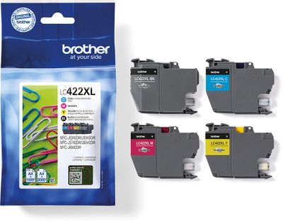 Brother inktcartridge, 1.500 - 3.000 pagina&apos;s, OEM LC-422XLVAL, 4 kleuren