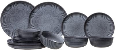 Cosy & Trendy Serviesset Kentucky Grey - 12-delig / 4 personen - 4 dinerborden, 4 ontbijtborden en 4 kommen