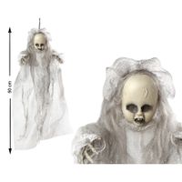 Horror hangdecoratie spook/geest pop wit 50 cm - thumbnail