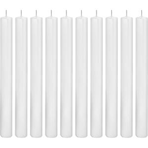Dinerkaarsen wit - 10x - 25 cm - 14 branduren