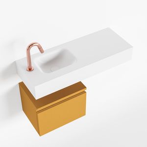 Toiletmeubel Mondiaz Andor | 80 cm | Meubelkleur Ocher | Lex vrijhangend wastafel Talc Links | 1 kraangat