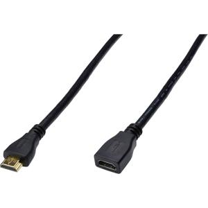 Digitus AK-330201-030-S HDMI-kabel HDMI Verlengkabel HDMI-A-stekker, HDMI-A-bus 3.00 m Zwart 4K UHD, Rond, Vergulde steekcontacten, Afgeschermd (drievoudig)