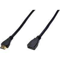 Digitus AK-330201-030-S HDMI-kabel HDMI Verlengkabel HDMI-A-stekker, HDMI-A-bus 3.00 m Zwart 4K UHD, Rond, Vergulde steekcontacten, Afgeschermd (drievoudig) - thumbnail