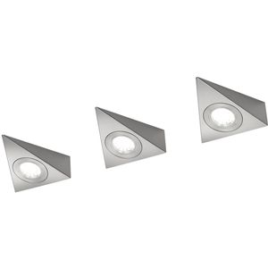 LED Keukenkast Verlichting - Trion Ecoli - 9W - 3-lichts - Warm Wit 3000K - Driehoek - Mat Nikkel - Aluminium