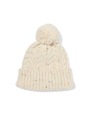 HEMA Kinder beanie pompon crème beige (beige)