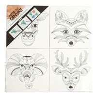 Creativ Company Canvas met dierenprint, 4st.