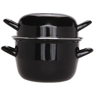 Cosy & Trendy Mosselpan/pot - emaille - zwart - 26 x 21 x 16 cm - 2,8 Liter