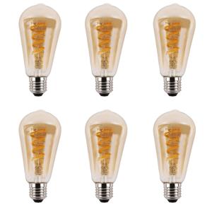 Zigbee e27 spiraal filament lamp dual white st64 amberkleurig - voordeelset van 6