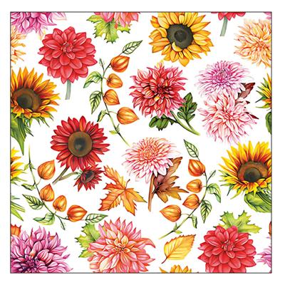 Ambiente Servetten bloemen thema - 20x stuks - 3 laags - 33 x 33 cm -Lente/Herfst