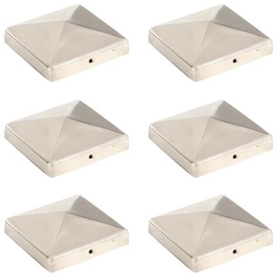 Paalkappen 6 st piramide 101x101 mm roestvrij staal