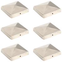 Paalkappen 6 st piramide 101x101 mm roestvrij staal