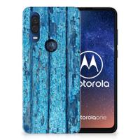 Motorola One Vision | Bumper Hoesje | Wood Blue