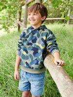 Sweater met capuchon en camouflageprint voor jongens groen, bedrukt - thumbnail