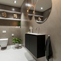 Toiletmeubel Mondiaz Ture | 80 cm | Meubelkleur Urban | Eden wastafel Talc Rechts | Zonder kraangat