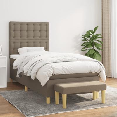 Boxspring met matras stof taupe 80x200 cm