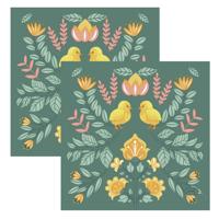 Paas thema servetten Ornament Easter - 40x - groen - 24 x 24 cm - feestservetten - Paasontbijt