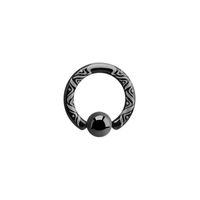 Zwarte Ball Closure Ring met Lasergravure Chirurgisch Staal 316L Piercingringen