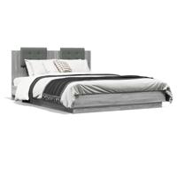 Bedframe met hoofdbord en LED grijs sonoma eiken 120x200 cm