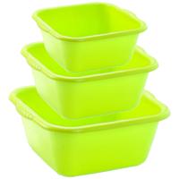 Plasticforte afwas teiltjes set - 3x stuks - kunststof - groen - in 3 formaten - 15 - 20 - 25 Liter