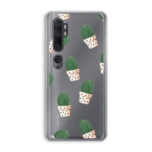 Cactusprint roze: Xiaomi Mi Note 10 Transparant Hoesje