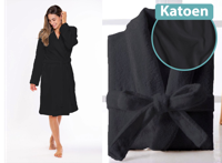 Zydante Wellness Badjas - Katoen - Maat S - Zwart Zydante Wellness Badjas - Katoen - Maat S - Zwart