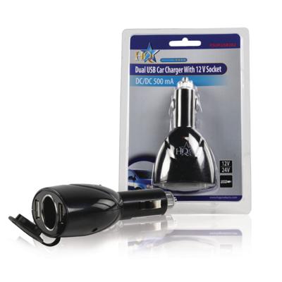 HQ p. sup. usb202 dubbele usb autolader met 12 v aansluiting
