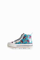 Hoge sneakers met plateauzool en bloemenpatch - MATERIAL FINISHES - 37